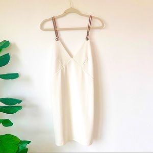 ZARA White Dress Multi Color Strap V Neck Small